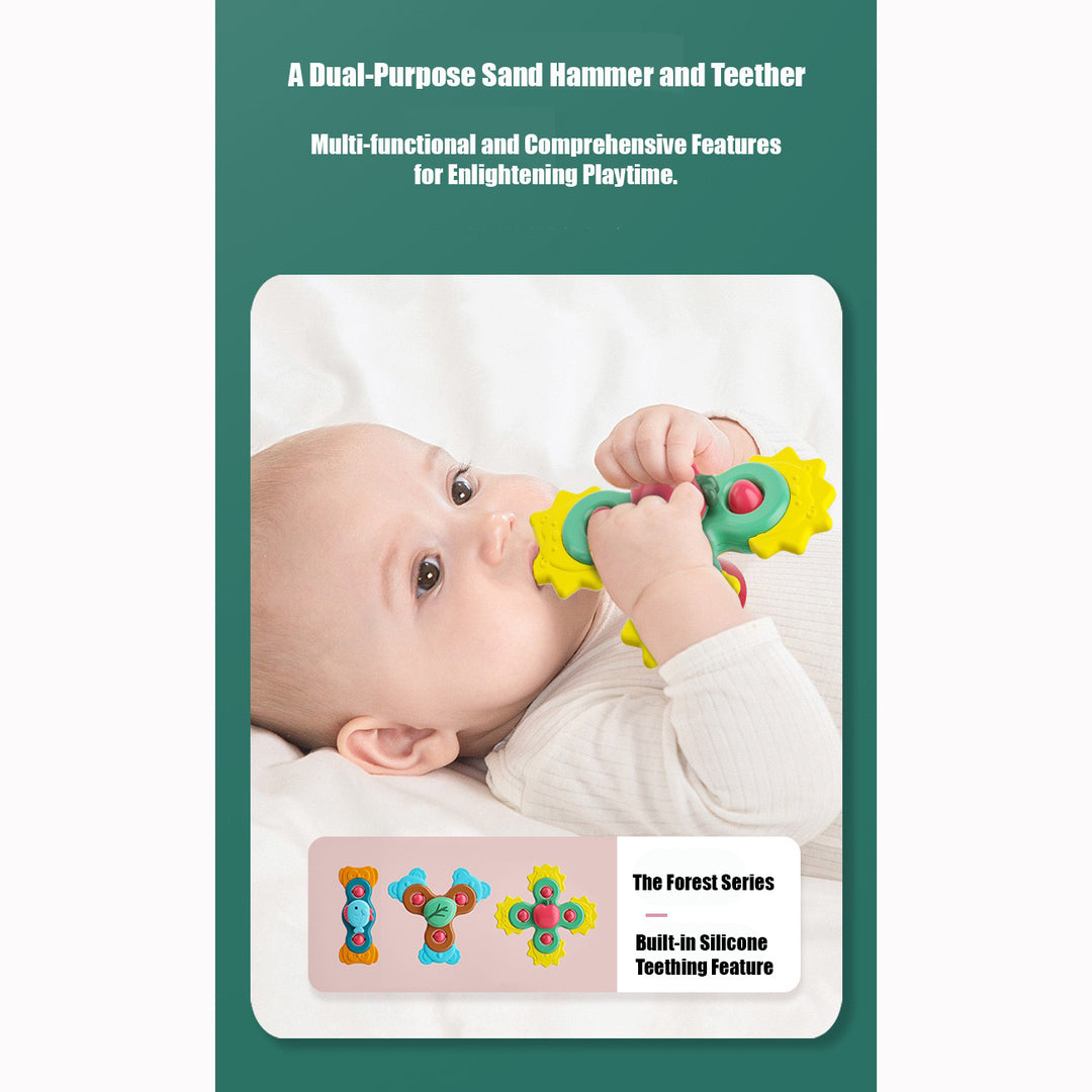 Huanger Suction Cup Spinning Toy Baby Bath Toys Sand Hammer Teething Toy - Little Kooma