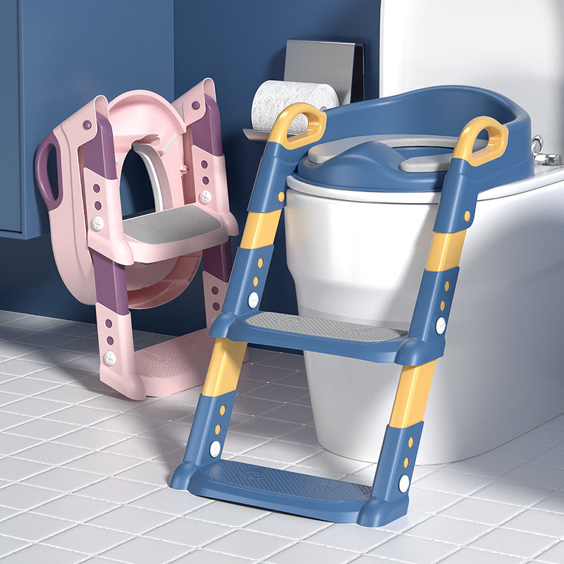 Baby Toddler Kids Boy Girl Standard Potty Training Seat with Ladder Toilet Seat with Step Stools Non-Slip Potty Chair with Splash Guard and Handles - Little Kooma