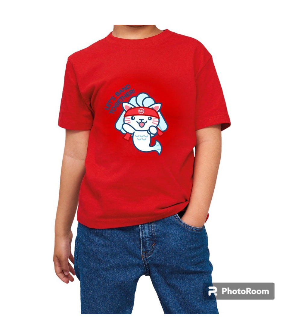 Baby Kids Red T-shirt I Love Singapore Merlion National Day Top Outfit