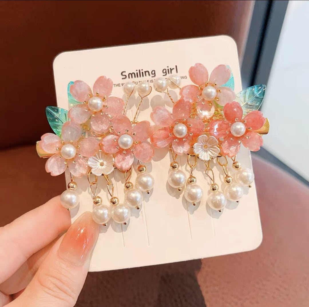 Singapore Souvenir Gift Chinese New Year CNY Baby kids Girl's Crystal Beads Head Clips Hair Accessories