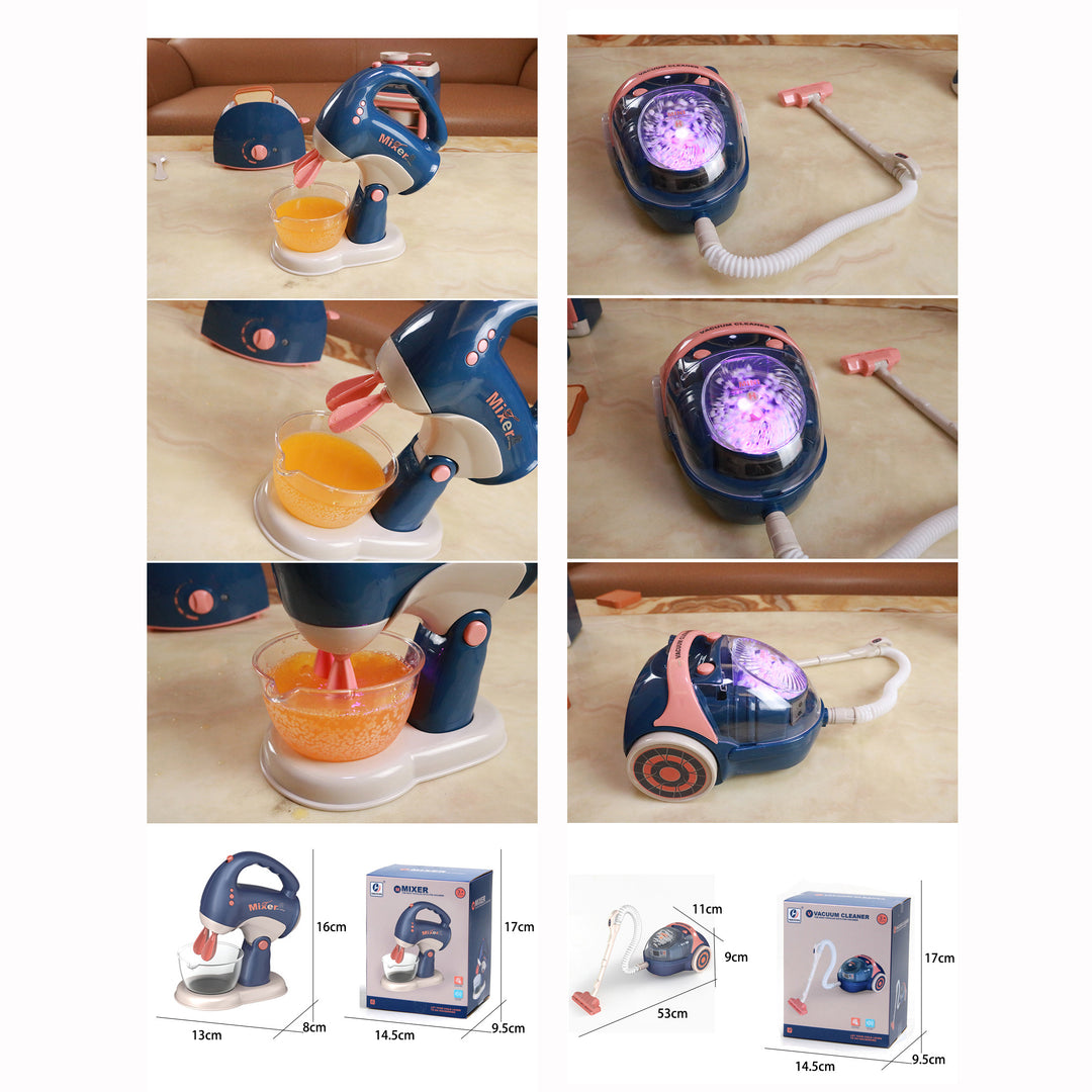 Kids Boys Girls Pretend Play Mini Household Appliances - Bread Machine Oven Coffee Machine Washing Machine Vacuum Cleaner Juicer Mixer - Little Kooma