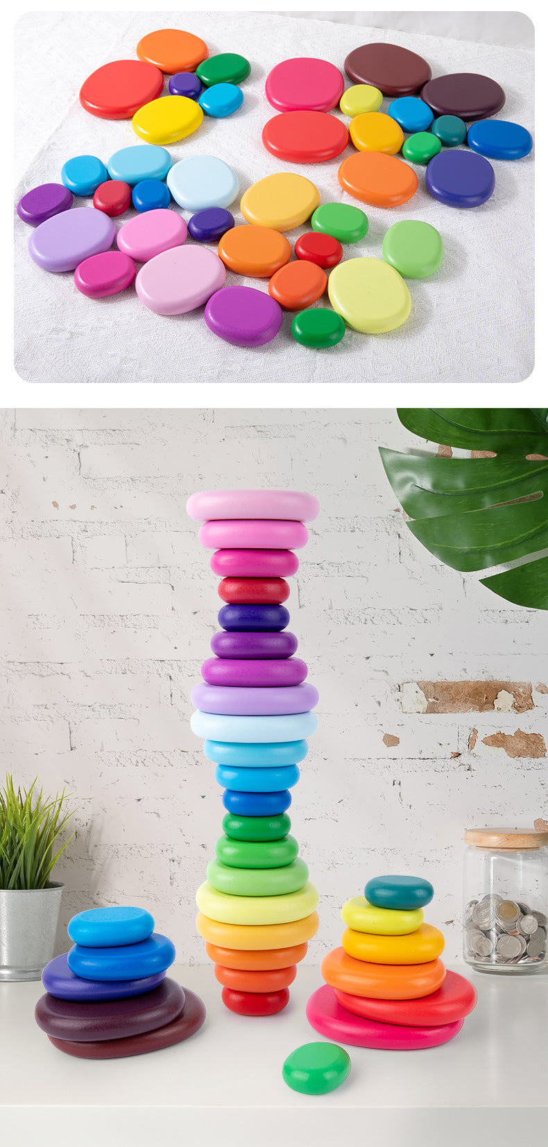 Wooden Stacking Pebble Stones Clearance Sale 2 Years +