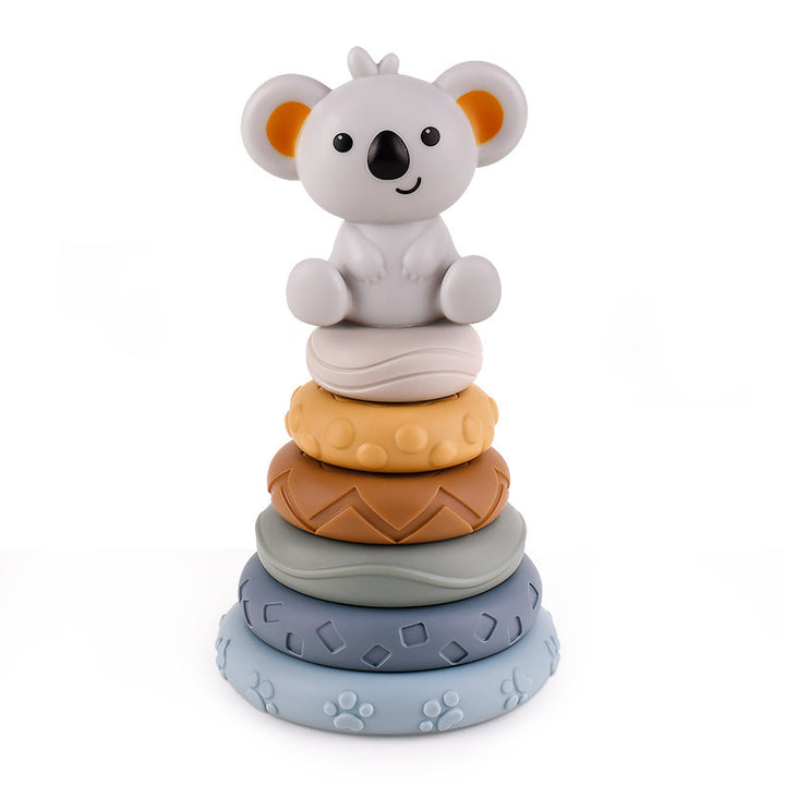 Koala 2-in-1 Stacks of Circles n Blocks Soft Building Blocks Stacking Hand Rattles Baby Toy 6m+ - Little Kooma