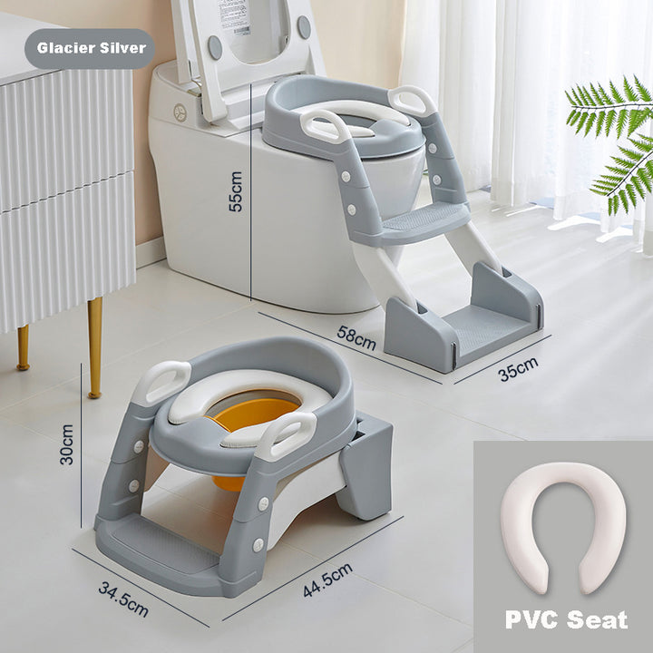 Baby Toddler Kids Boy Girl 2-In-1 Version Potty Training Seat with Ladder Toilet Seat with Step Stools Non-Slip Potty Chair with Splash Guard and Handles