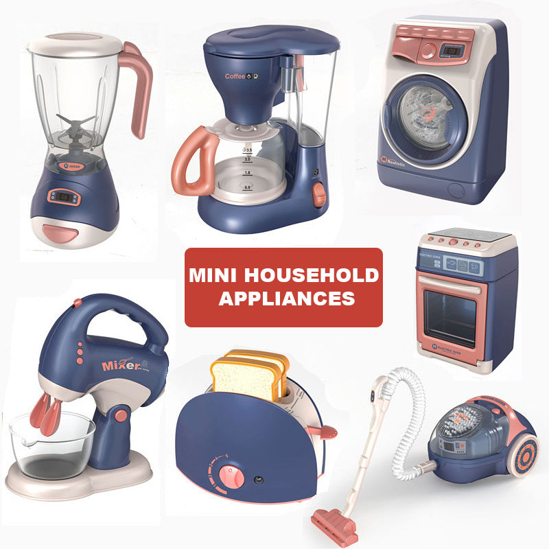 Kids Boys Girls Pretend Play Mini Household Appliances - Bread Machine Oven Coffee Machine Washing Machine Vacuum Cleaner Juicer Mixer - Little Kooma