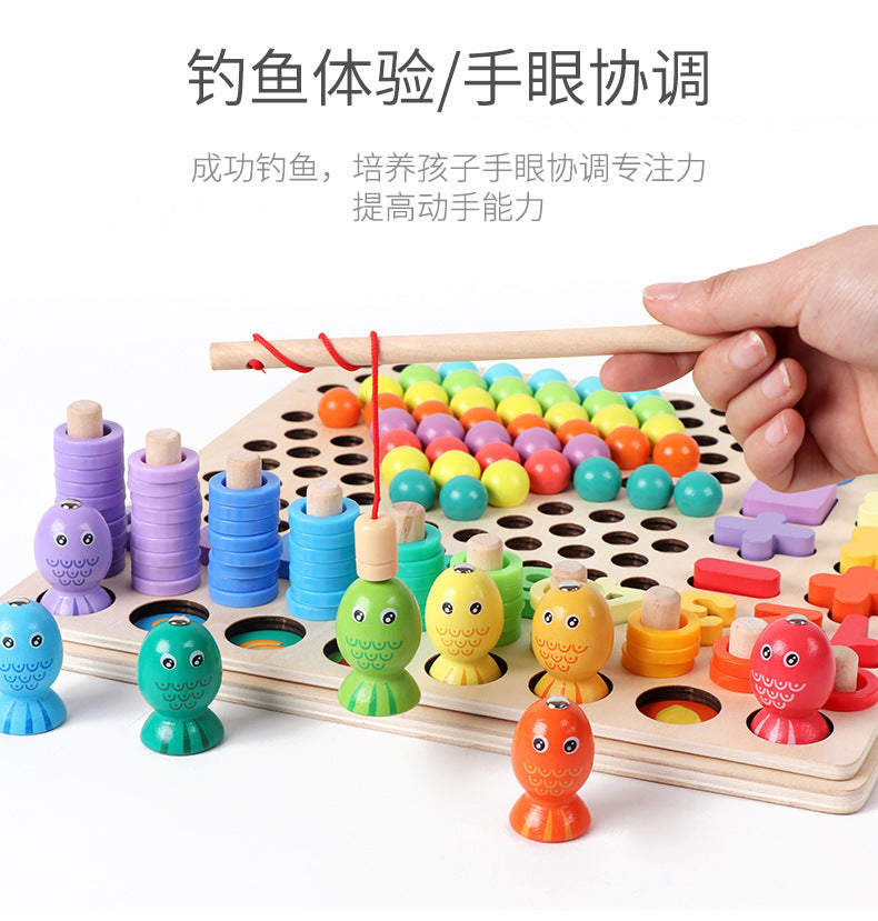 Pearl Fishing Memory Chess Logarithmic Plate with Beads Toys Clearance Sale 3 Years + - Little Kooma