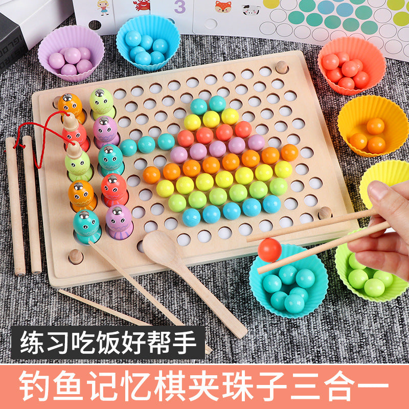 Pearl Fishing Memory Chess Logarithmic Plate with Beads Toys Clearance Sale 3 Years + - Little Kooma