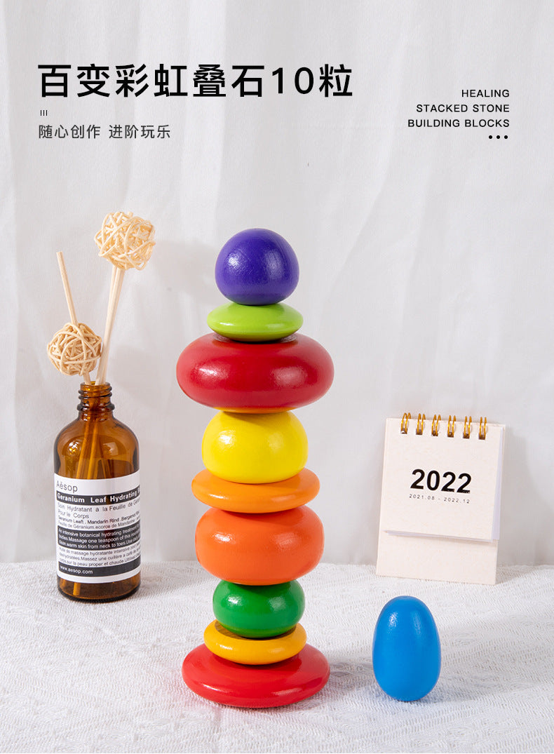 Wooden Stacking Pebble Stones Clearance Sale 2 Years +