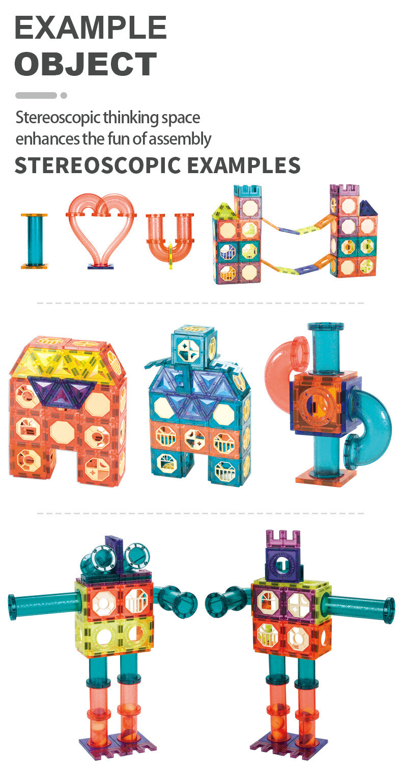 Baby & Kids Magnetic Tiles Building Blocks Set Early Educational Toy w LED Light 3 Years +