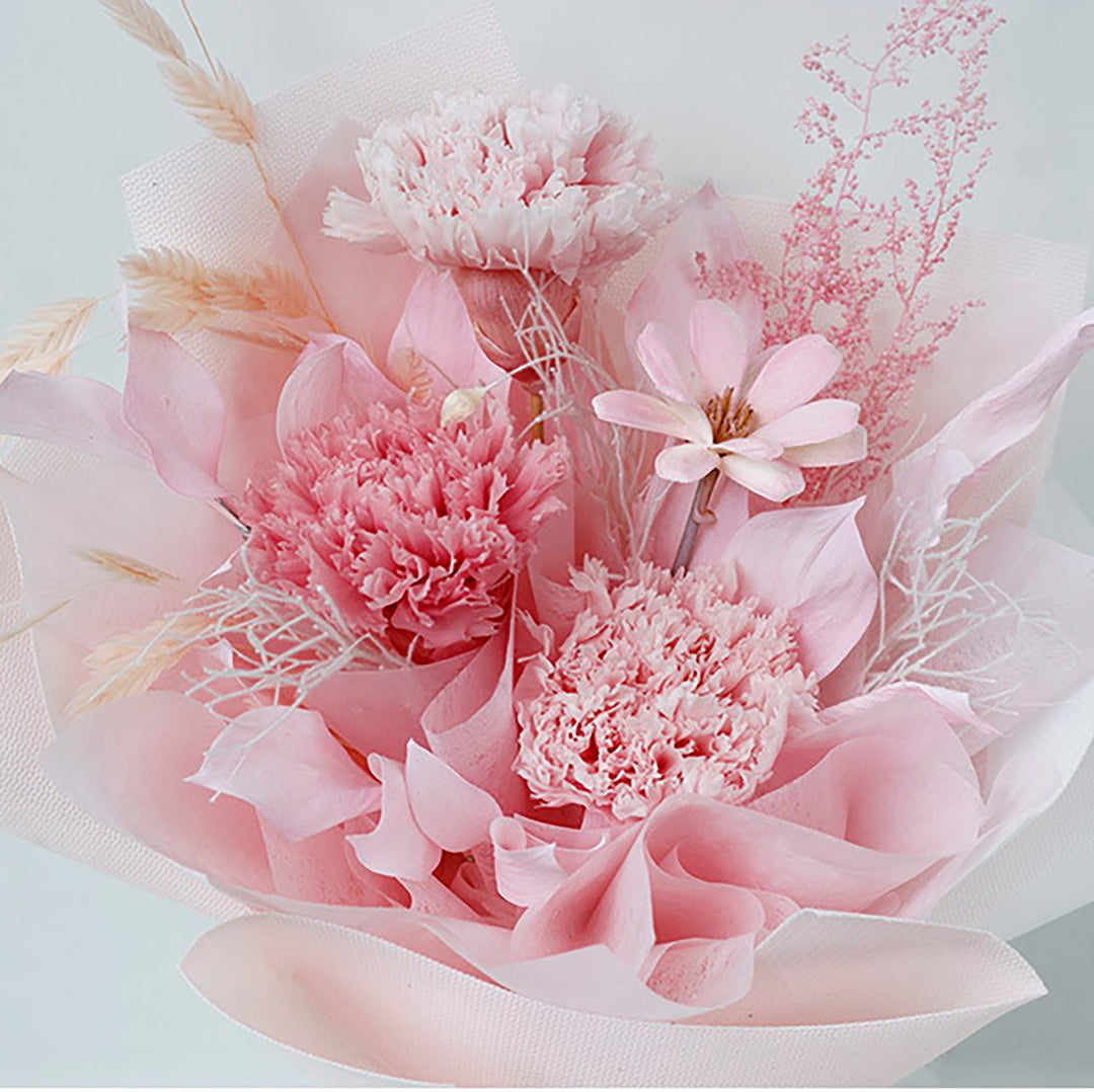 Roses Carnation Dried Flower Hand Bouquet For Mum Baby Shower Gift - Little Kooma