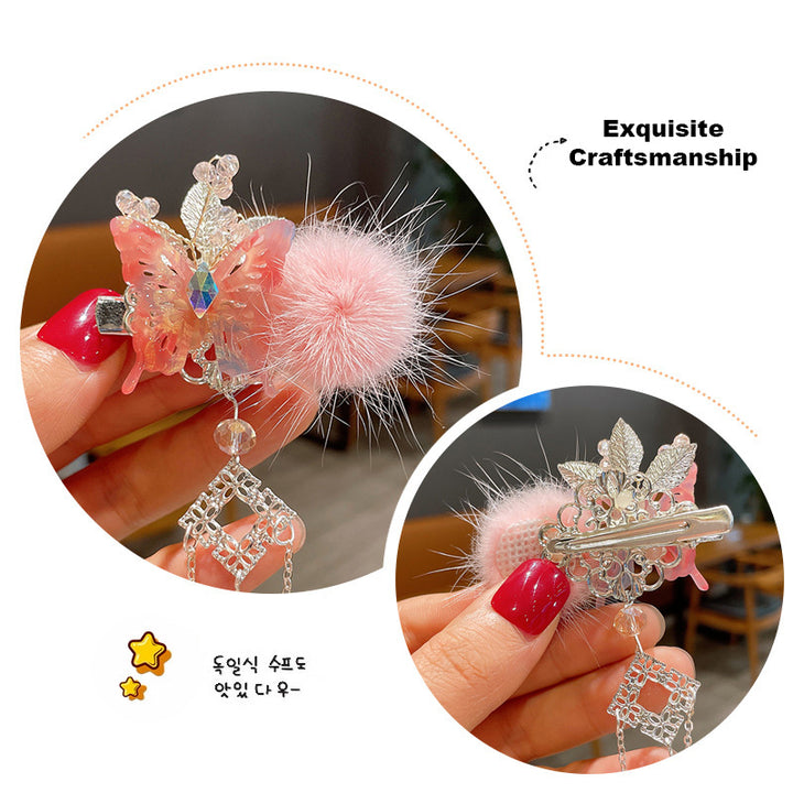 Chinese New Year CNY Baby kids Girl's Crystal Beads Head Clips Hair Accessories - Little Kooma