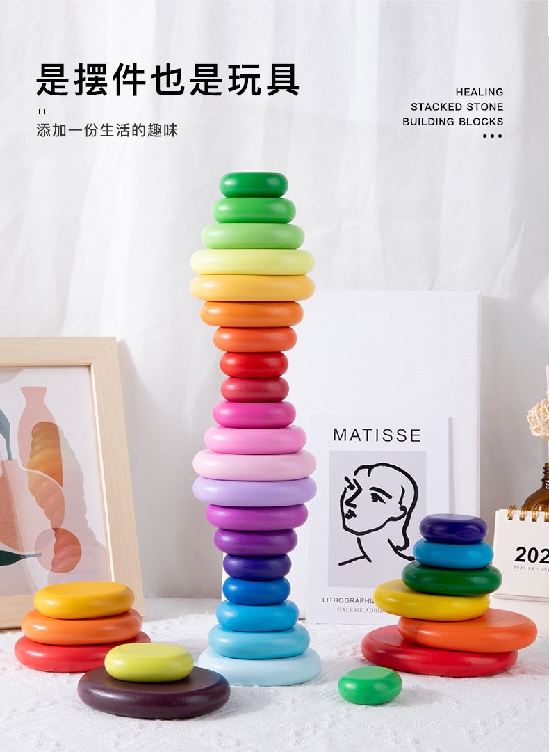 Wooden Stacking Pebble Stones Clearance Sale 2 Years +