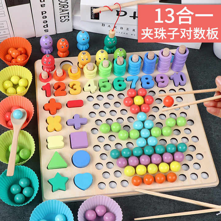 Pearl Fishing Memory Chess Logarithmic Plate with Beads Toys Clearance Sale 3 Years + - Little Kooma