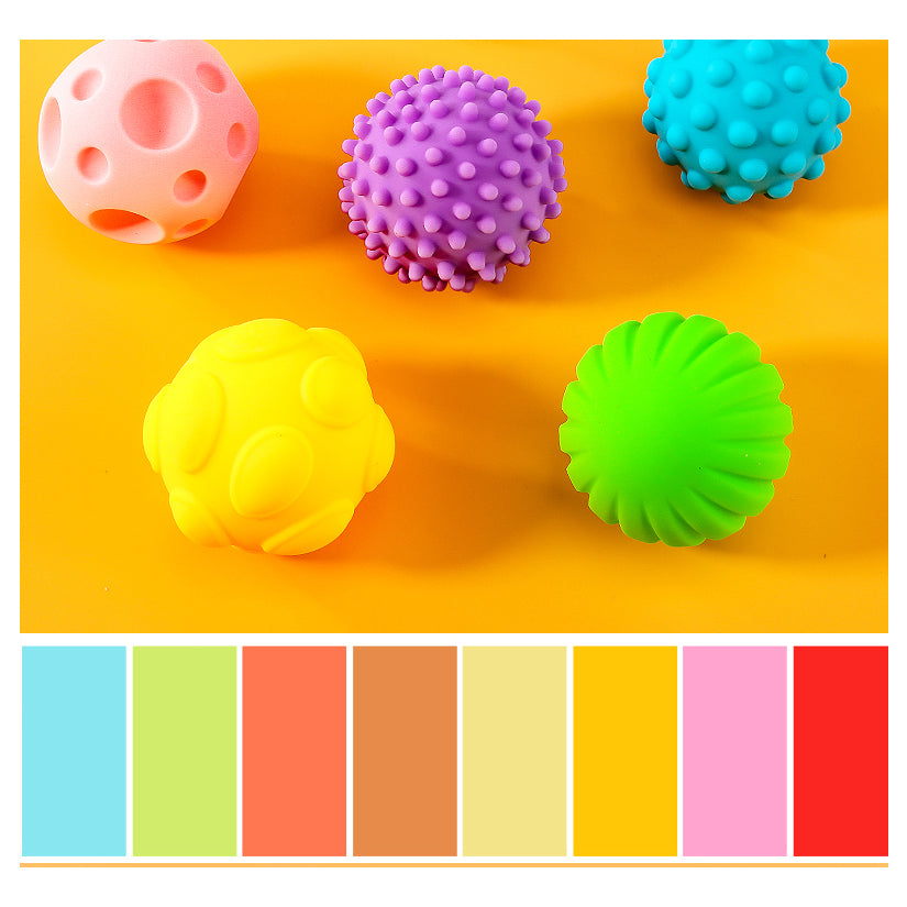 Huang Er Soft Tactile Perception Training  Ball 6pcs Baby Hand Ball Baby Grasp Ball Toys - Little Kooma