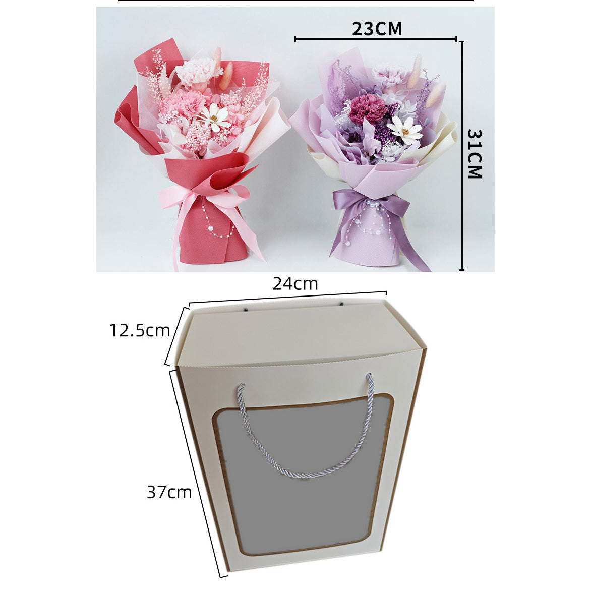 Roses Carnation Dried Flower Hand Bouquet For Mum Baby Shower Gift - Little Kooma