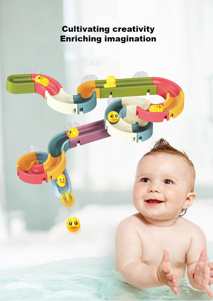 Baby Toddler Kids Wall Bathtub Mounted Water Play Track Toy Set w Suction Cups - Little Kooma