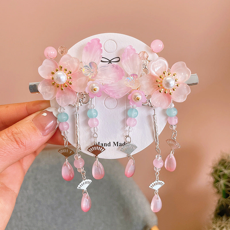 Chinese New Year CNY Baby kids Girl's Crystal Beads Head Clips Hair Accessories