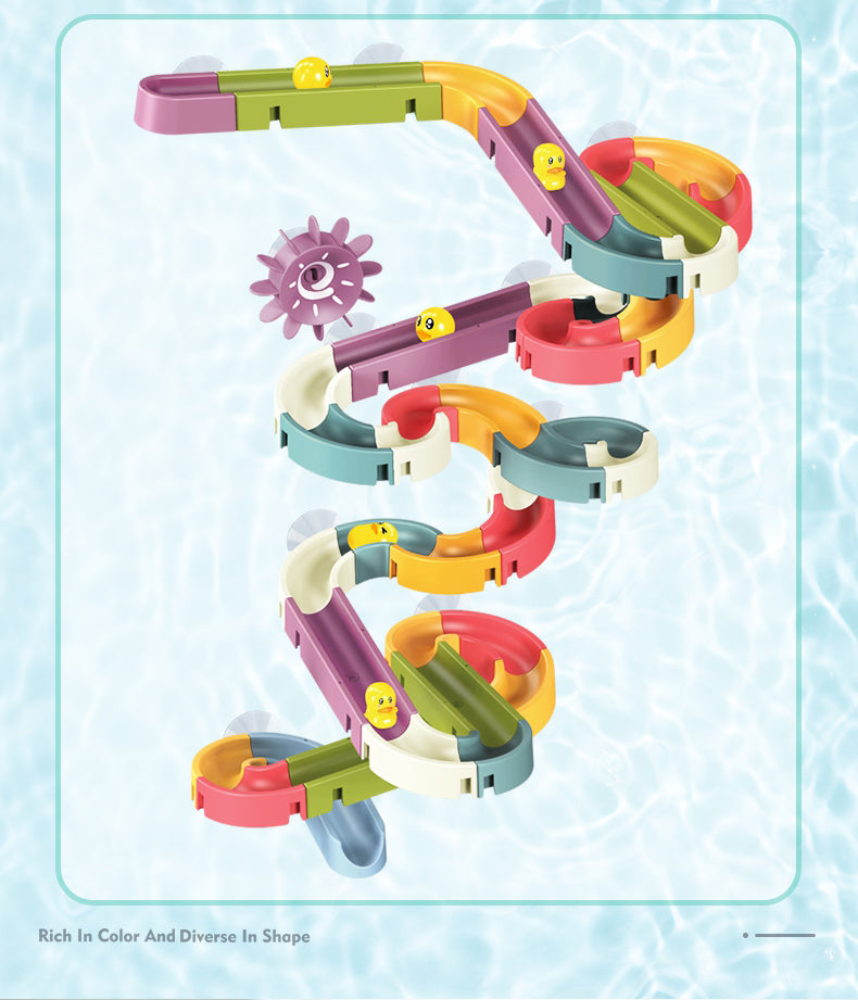 Baby Toddler Kids Wall Bathtub Mounted Water Play Track Toy Set w Suction Cups - Little Kooma