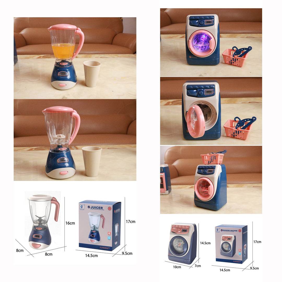 Kids Boys Girls Pretend Play Mini Household Appliances - Bread Machine Oven Coffee Machine Washing Machine Vacuum Cleaner Juicer Mixer - Little Kooma