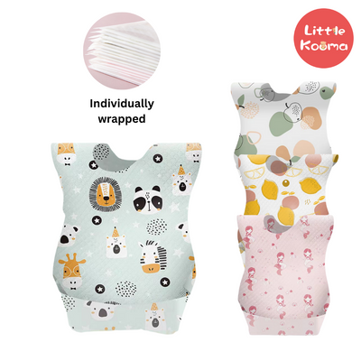 Baby Toddler Disposable Bib w Pocket 10 Piece Per Pack - Little Kooma