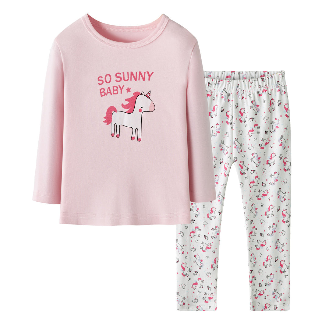 Baby Kids Pajamas Unicorn Top n Stripe Pants Set - Little Kooma