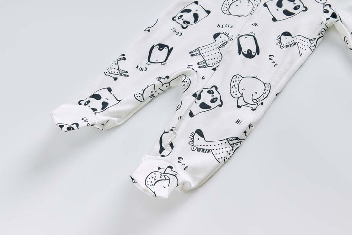 Baby Boy Cotton Sleepsuit Elephant Panda Giraffe Two Way Zipper All In One Jumpsuit