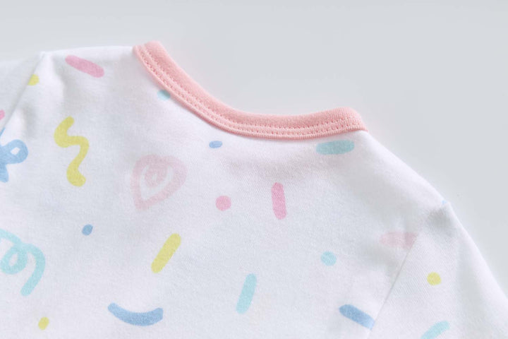 Baby Cotton Sleepsuit Colorful Sprinkles Two Way Zipper All In One Jumpsuit Feet Cover