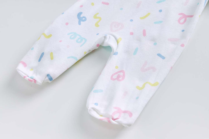 Baby Cotton Sleepsuit Colorful Sprinkles Two Way Zipper All In One Jumpsuit Feet Cover