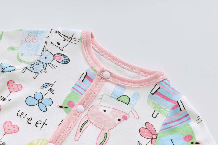 Baby Cotton Sleepsuit Mouse Cat Bunny Bird All In One Jumpsuit Feet Cover