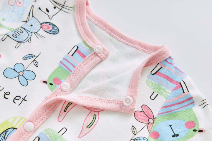 Baby Cotton Sleepsuit Mouse Cat Bunny Bird All In One Jumpsuit Feet Cover