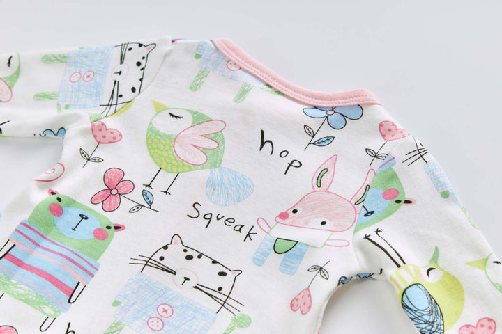 Baby Cotton Sleepsuit Mouse Cat Bunny Bird All In One Jumpsuit Feet Cover