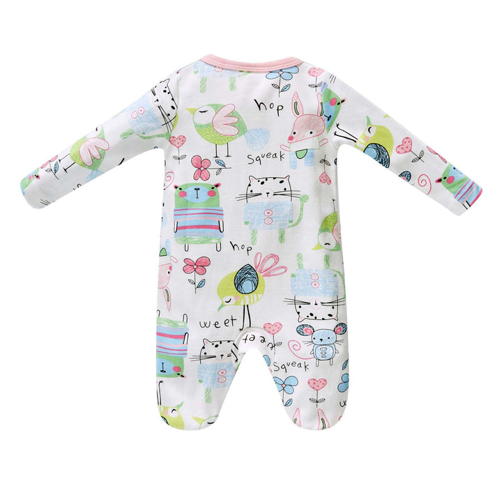 Baby Cotton Sleepsuit Mouse Cat Bunny Bird All In One Jumpsuit Feet Cover