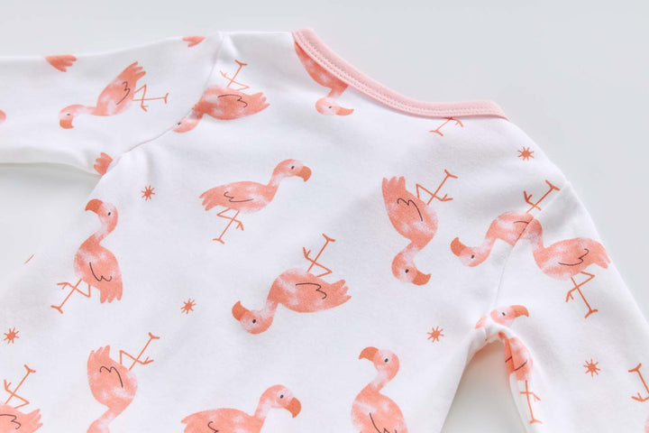 Baby Cotton Sleepsuit Flamingo Two Way Zip All In One Jumpsuit Feet Cover