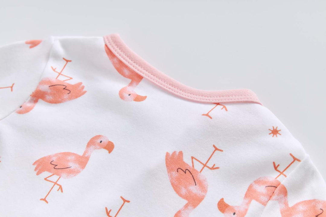 Baby Cotton Sleepsuit Flamingo Two Way Zip All In One Jumpsuit Feet Cover