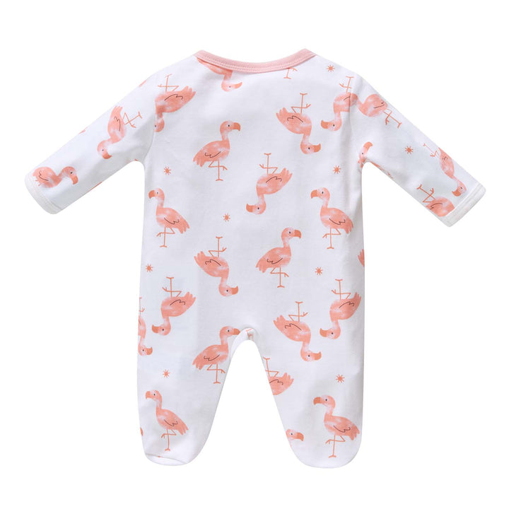 Baby Cotton Sleepsuit Flamingo Two Way Zip All In One Jumpsuit Feet Cover