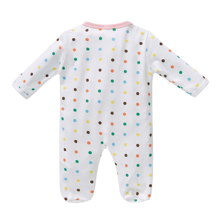 Baby Cotton Sleepsuit Polka Dots Cherry Two Way Zipper All In One Jumpsuit Feet Cover