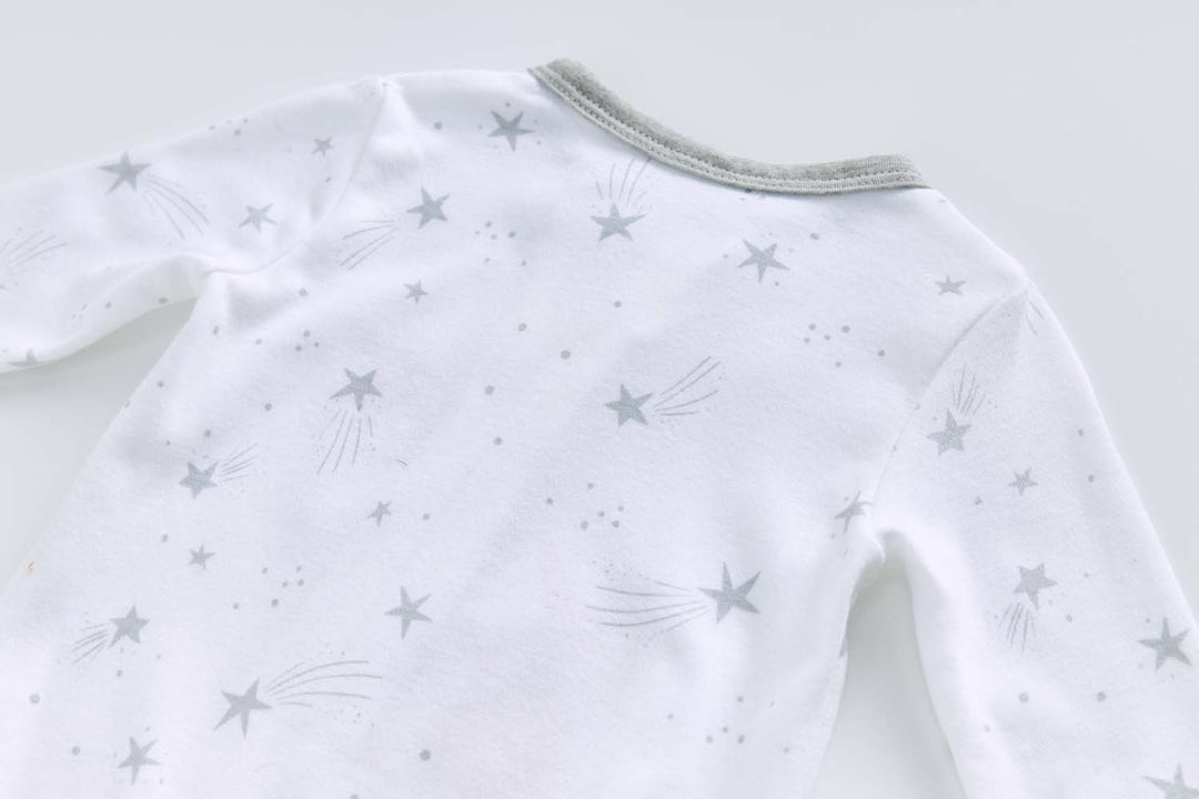 Baby Boy Cotton Sleepsuit White Star Excavator Two Way Zipper All In One Jumpsuit