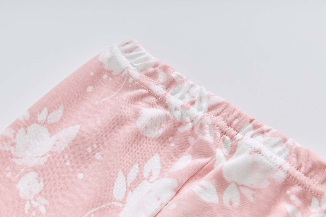 Baby Kids Pajamas Pink w White Flowers Top n Pants Set