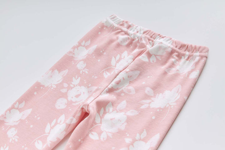 Baby Kids Pajamas Pink w White Flowers Top n Pants Set