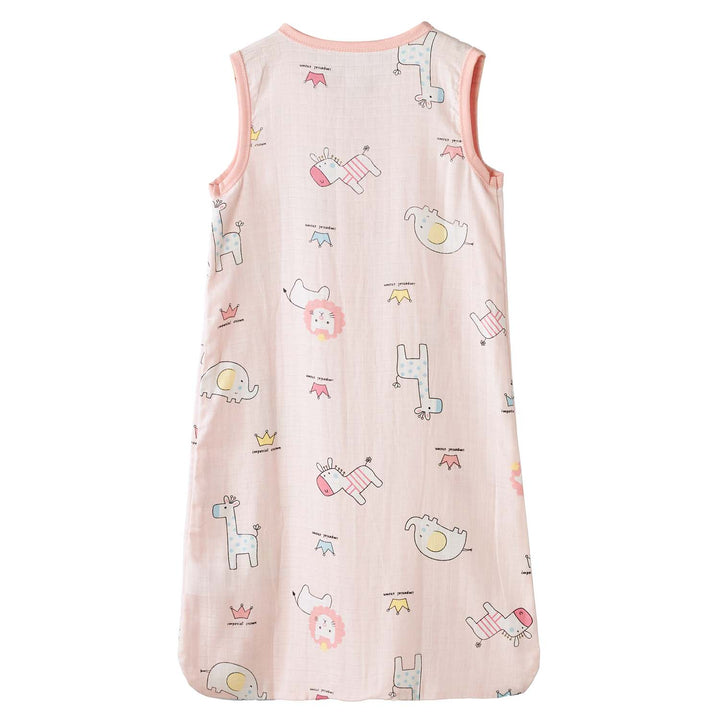 Baby Wearable Muslin Blanket Sleeveless Sleeping Bag 3-Way Zipper Pink Elephant Giraffe 0.2 TOG