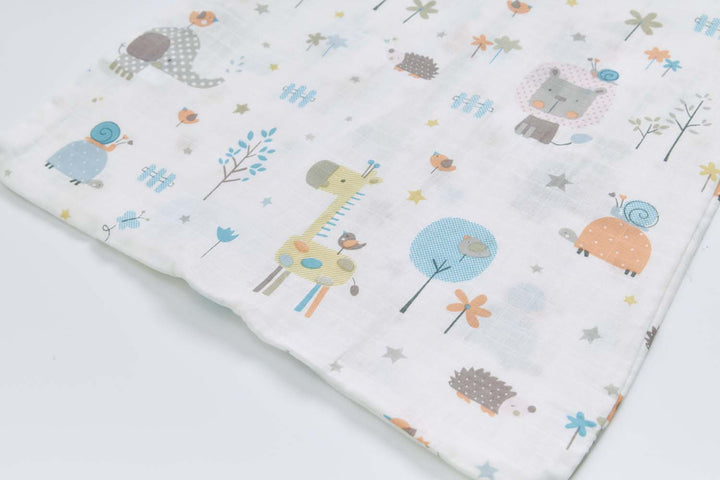 Baby Wearable Muslin Blanket Sleeveless Sleeping Bag 3-Way Zipper White Elephant Lion Giraffe 0.2 TOG