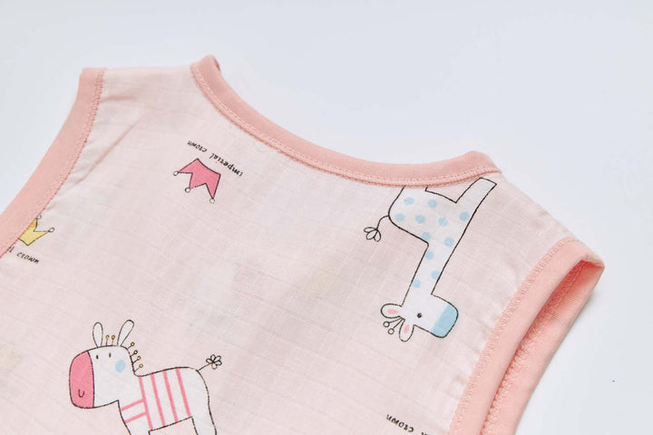 Baby Wearable Muslin Blanket Sleeveless Sleeping Bag 3-Way Zipper Pink Elephant Giraffe 0.2 TOG