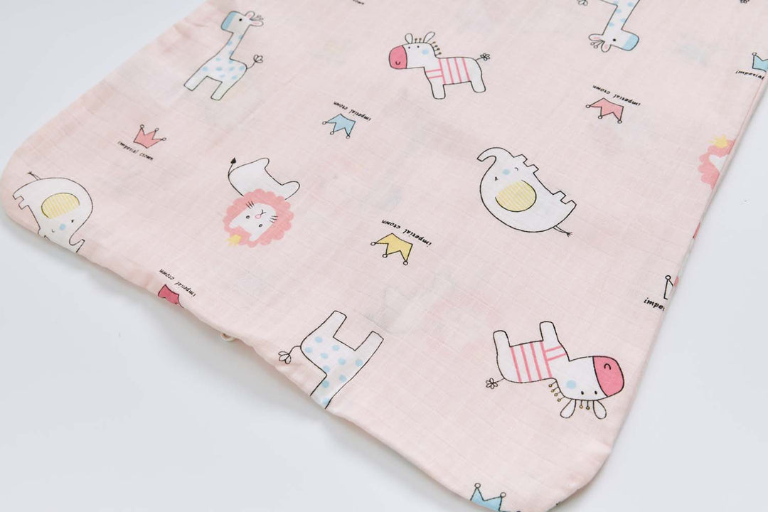 Baby Wearable Muslin Blanket Sleeveless Sleeping Bag 3-Way Zipper Pink Elephant Giraffe 0.2 TOG