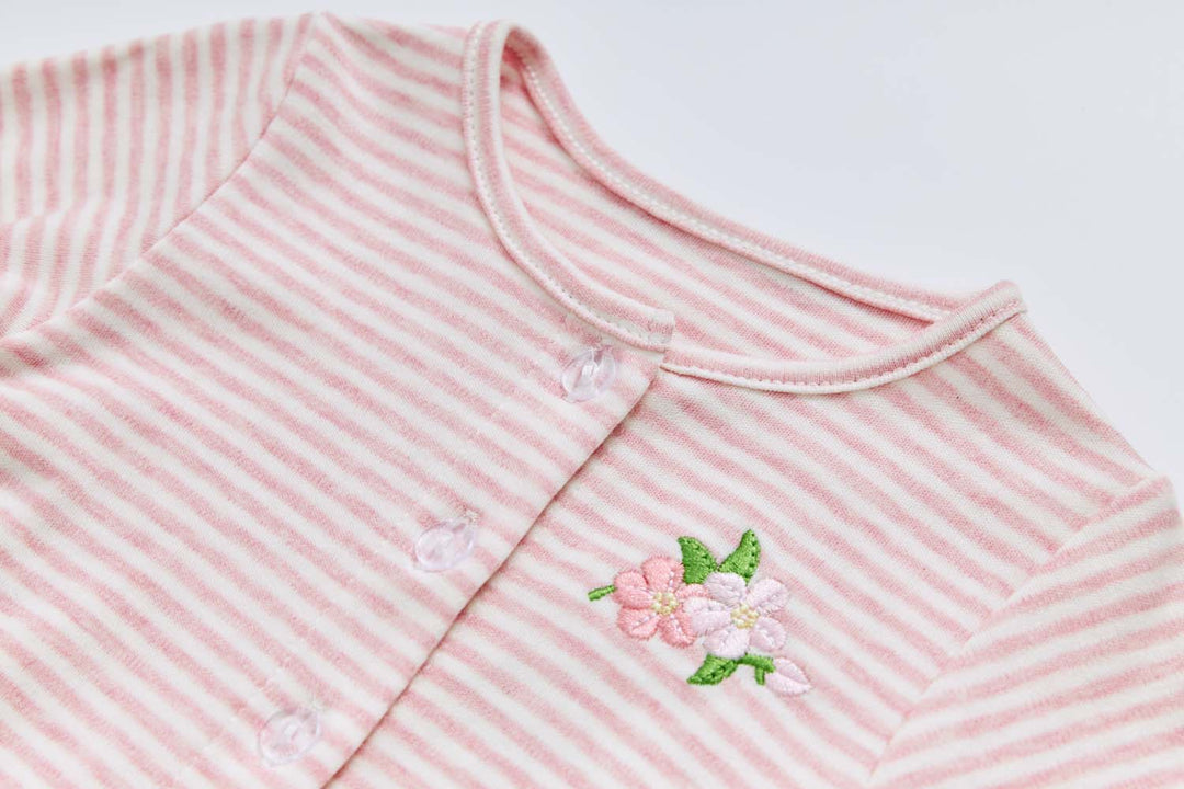 Baby Girl Bouquet Bodysuit Dress n Pink Stripe Cardigan 2 Pc Set