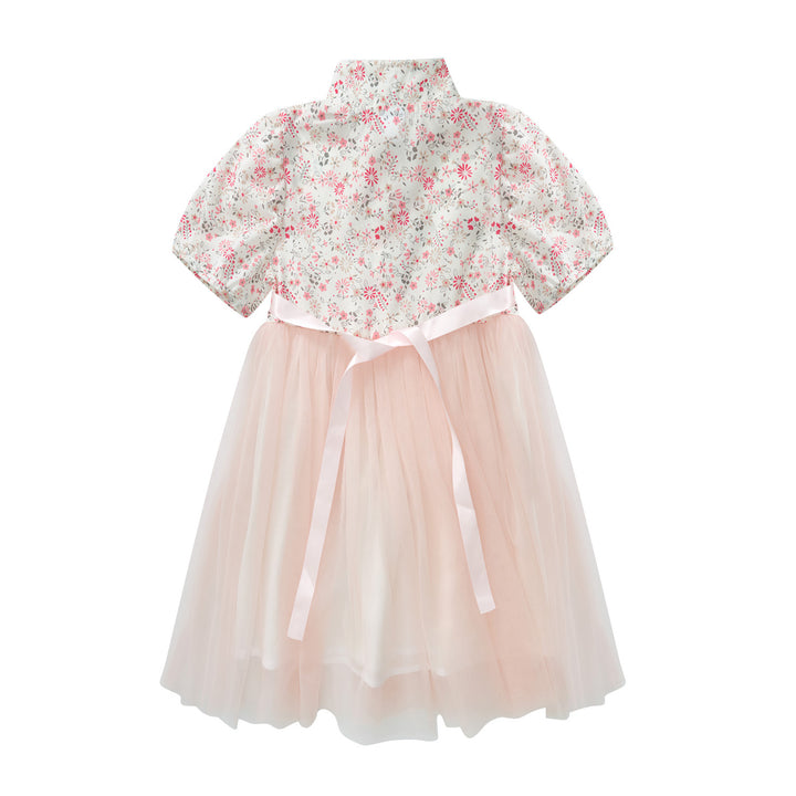 Blossom Harmony Collection Baby Kids Girl Pink Floral Cheongsam Voile Dress Family Wear 0823 - Little Kooma