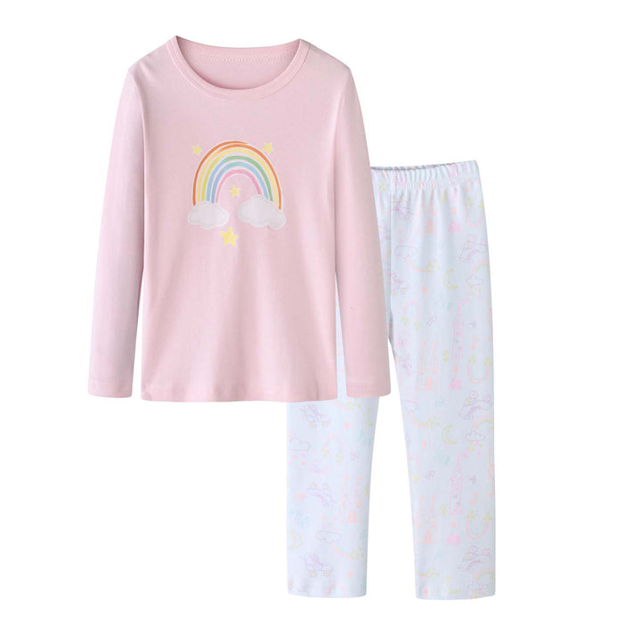 Baby Kids Pajamas Pink Rainbow Top n Pants Set