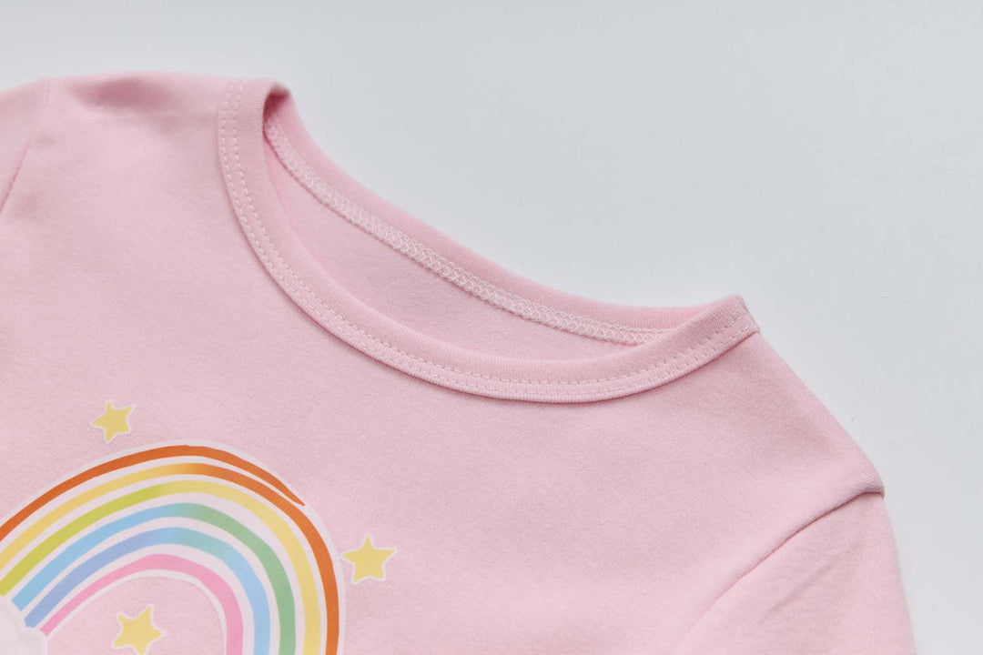 Baby Kids Pajamas Pink Rainbow Top n Pants Set