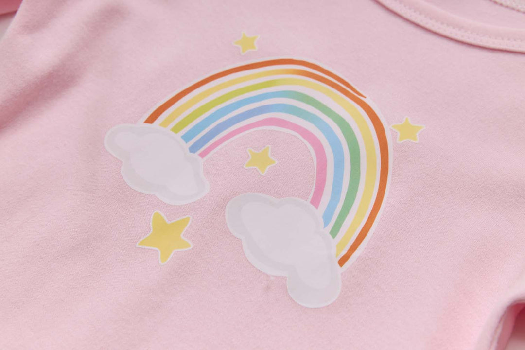 Baby Kids Pajamas Pink Rainbow Top n Pants Set