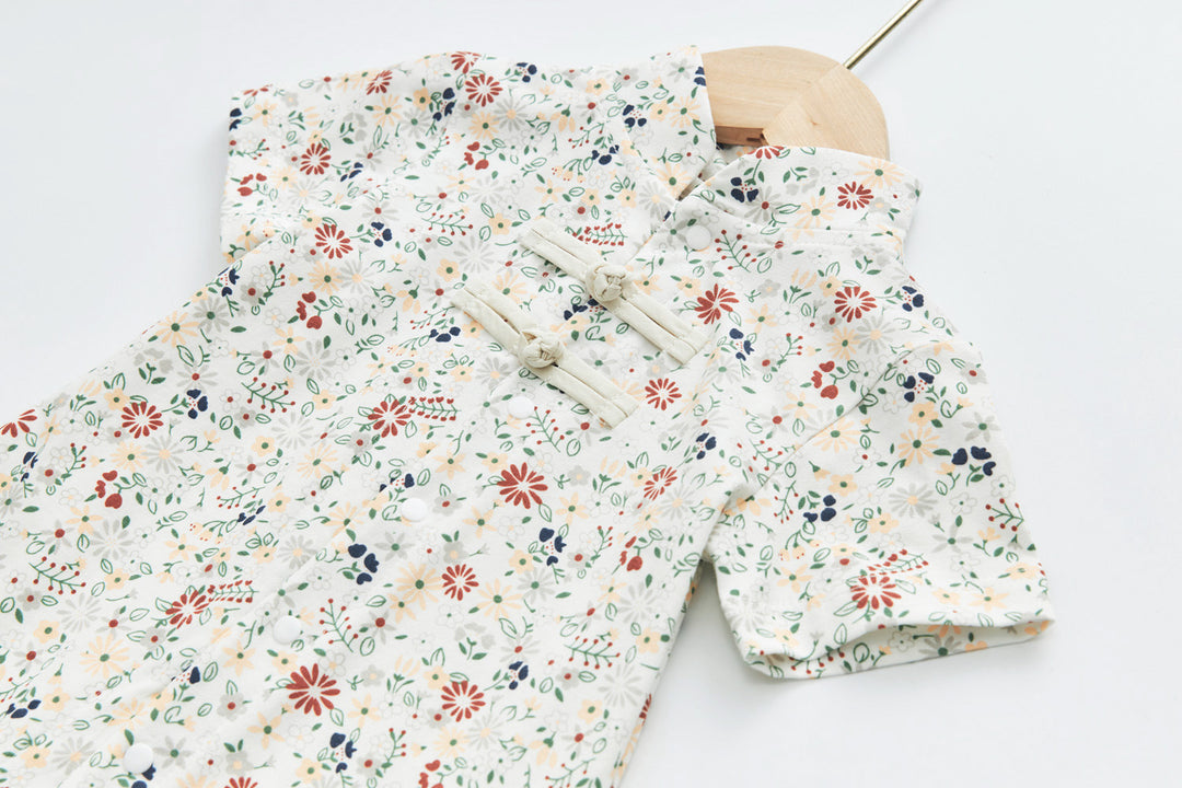 Blossom Harmony Collection Baby Boy Beige Little Flower Cheongsam Romper Family Wear 0801 - Little Kooma