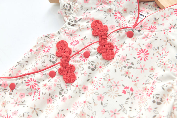 Blossom Harmony Collection Baby Girl Pink Little Flowers Cheongsam Romper Family Wear 0825 - Little Kooma